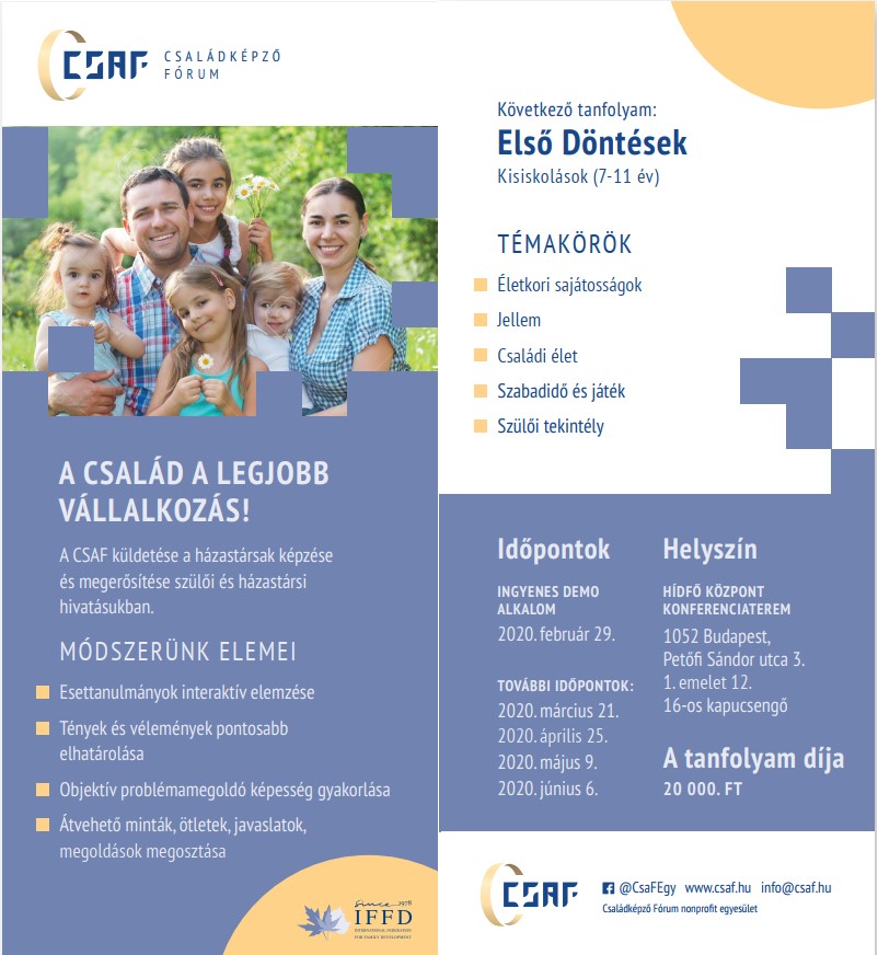 NOE tag szülőknek 10% kedvezménnyel a Családképző Fórum Egyesület kurzusa